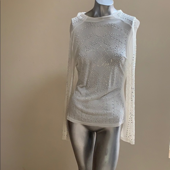 verty Tops - Verty Size Large Sheer Top Gorgeous Crystals